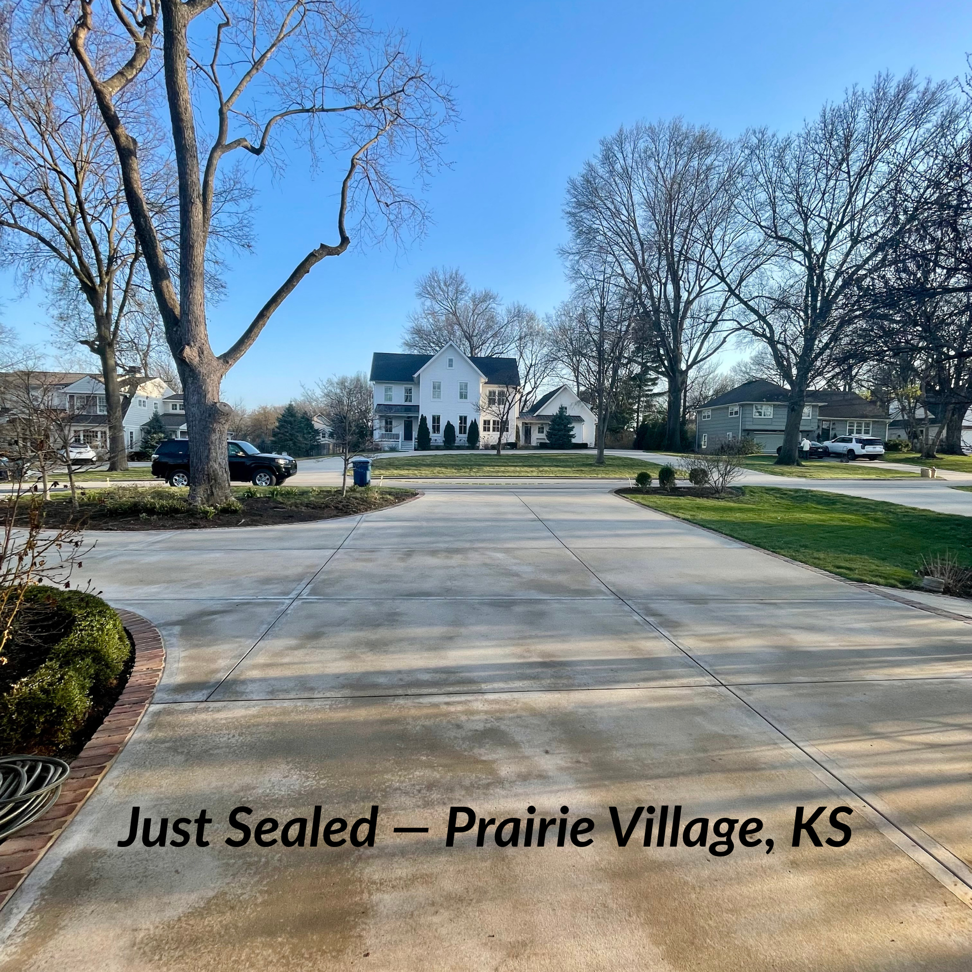 Freshly power washed driveway in Kansas City